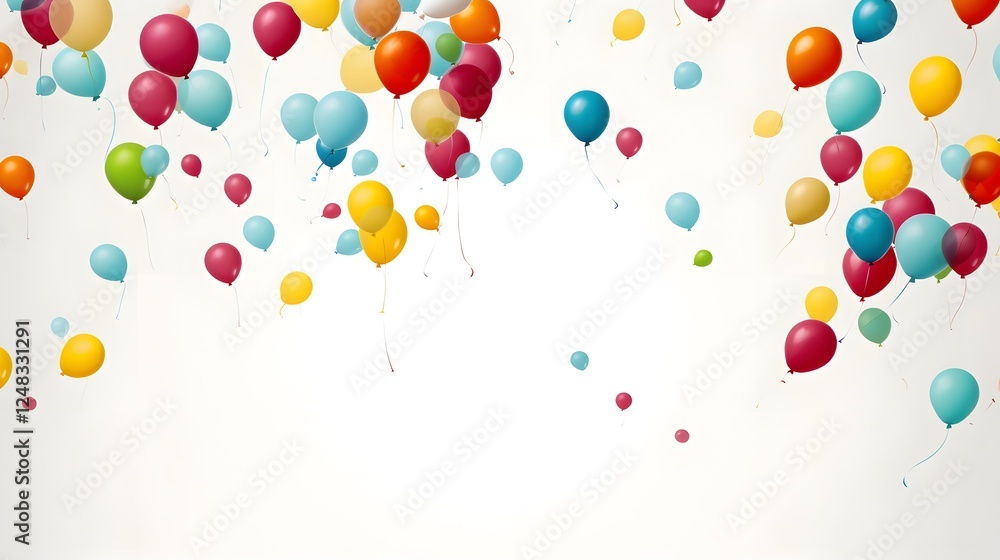 Aufkleber vibrant colorful balloons gently floating on a bright white background serene and whimsical of joy w