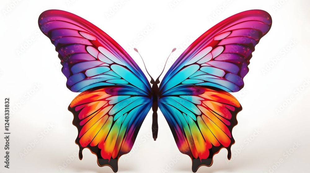 Poster stunning vibrant butterfly with intricate captivating wing patterns isolated on a clean minimalist w