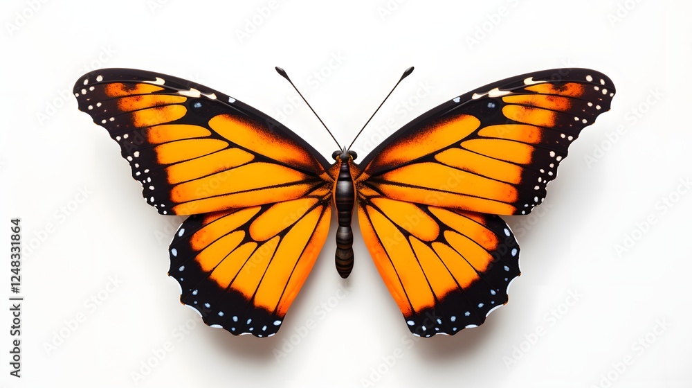 Poster stunning close up photograph of a single vibrant butterfly with intricate colorful wing patterns iso