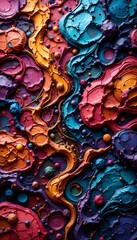 Obraz premium Vibrant Impasto: A Colorful Abstract Painting of Swirling Hues