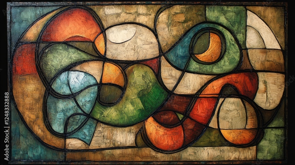 Poster abstract intertwined forms in earthy tones