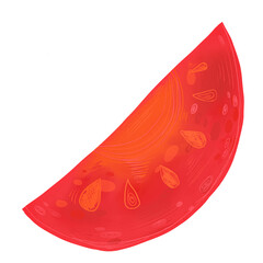 Raster illustration of a tomato on a white background. Modern fashion illustration for cafes, restaurants, menus, fabrics, websites