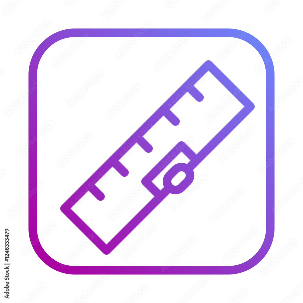 Poster gradient ruler icon measuring tool symbol