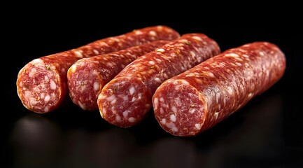 Salami on a Black Background