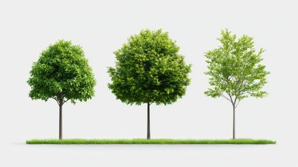 Obraz premium 3d model of summer trees with dense green foliage in a vibrant natural setting for design and visualization