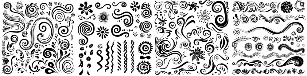 Poster creative swirl patterns designed for decoration and artistic projects in monochrome colors