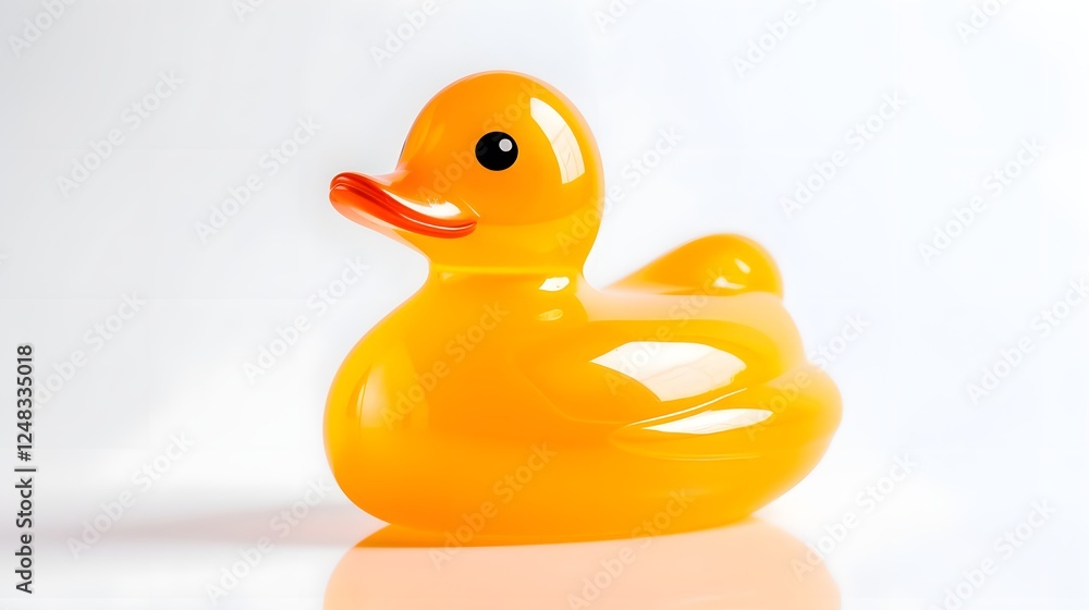 Poster stylish and glossy rubber duck product image neatly placed on a bright white background this studio 