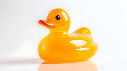 Stylish and glossy rubber duck product image neatly placed on a bright white background  This studio shot can be used for various digital graphic design and e commerce purposes