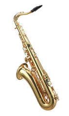Obraz premium Jazz. One beautiful saxophone isolated on white