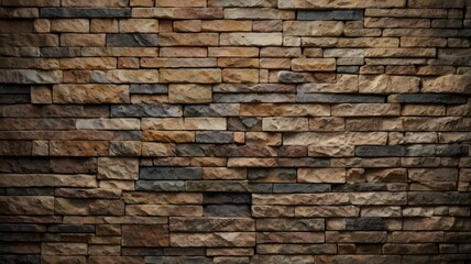 Obraz premium The old brick and stone wall texture reveals a rough, brown pattern of aged construction
