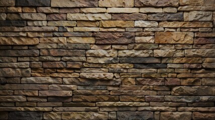 Fototapeta premium The old brick and stone wall texture reveals a rough, brown pattern of aged construction