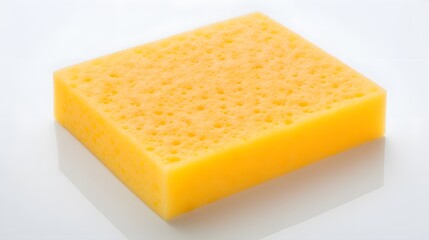 Pristine cellulose sponge with a fresh clean look resting on a smooth white surface  The sponge s natural