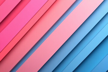 Dynamic abstract composition featuring overlapping diagonal stripes in shades of pink and blue, creating a modern and colorful visual effect