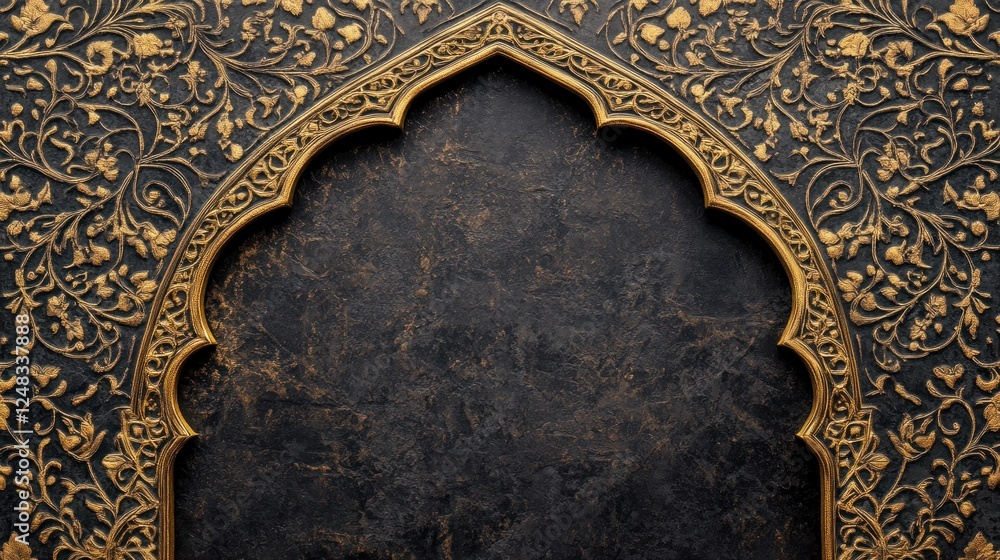 Aufkleber ornate golden arch frame with dark background
