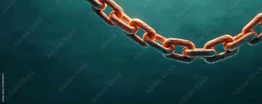 Poster a close-up of a rusted chain against a dark background, symbolizing strength and resilience in adver