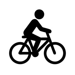 Obraz premium A black silhouette icon depicts a person riding a bicycle.