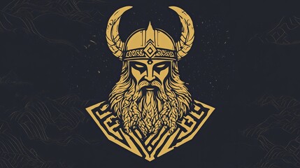 Obraz premium retro-style Norse logos that incorporate Viking imagery for a nostalgic, yet bold identity. 