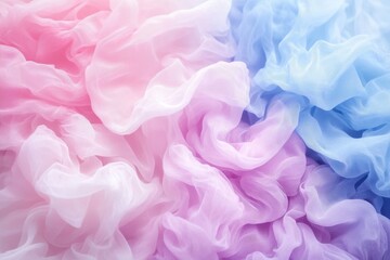 Obraz premium Delicate pastel colored fabric textures blend seamlessly, creating a dreamy and ethereal atmosphere with soft pink and blue hues