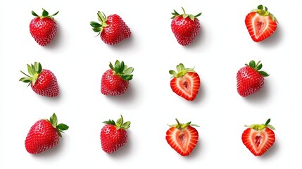 Fresh strawberries isolated on a clean white background for food photography and culinary use