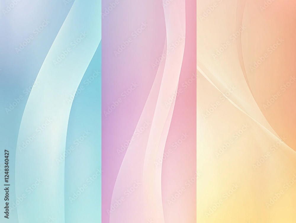 Poster Beautiful abstract backgrounds feature gentle waves in soft pastel colors, creating a tranquil and harmonious atmosphere ideal for various creative applications