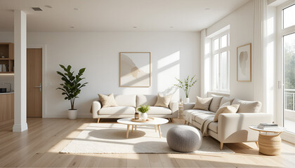 Fototapeta premium Scandinavian Minimalist Living Room with Natural Light