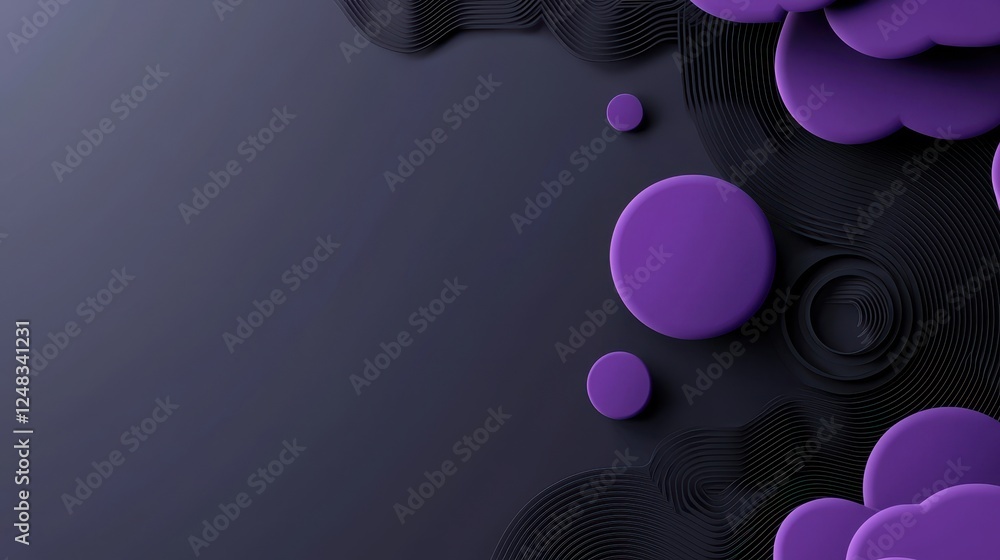 Aufkleber A dark background featuring various purple circles of different sizes, creating a modern and abstract visual effect.