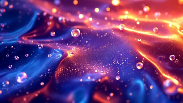 Abstract  3d render space gravity holographic oil bubles background video