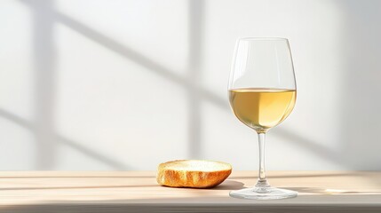 Naklejka premium Glass of red wine with half an orange on a table alongside a lunch plate in a realistic setting