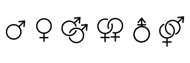 gender symbol set. Feminine and masculine symbols. Vector illustration.