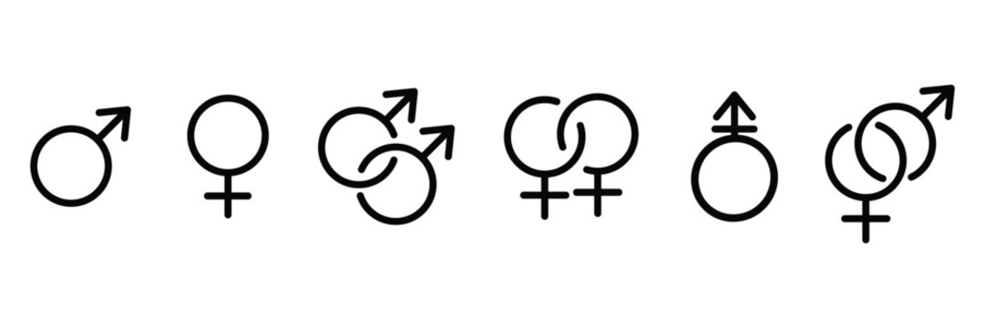 gender symbol set. Feminine and masculine symbols. Vector illustration.