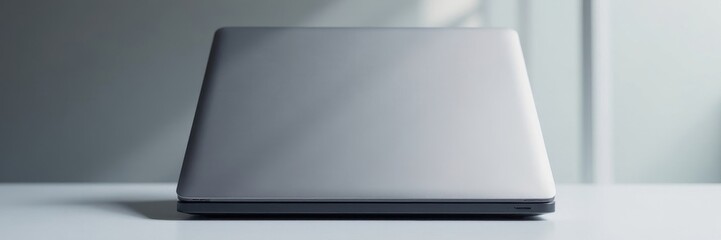 Modern gray laptop, closed lid, subtle shadow , hardware, gadget, shadow