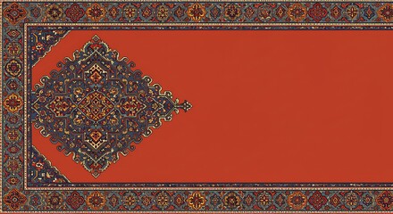 Obraz premium Orange and Blue Rug Design with Intricate Floral Pattern