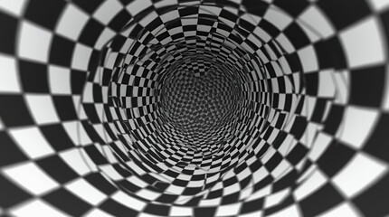 Abstract checkered tunnel background.