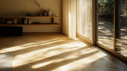 Serene Interior with Natural Light Streaming Through Windows