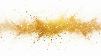 Golden Glitter Splash on White Background