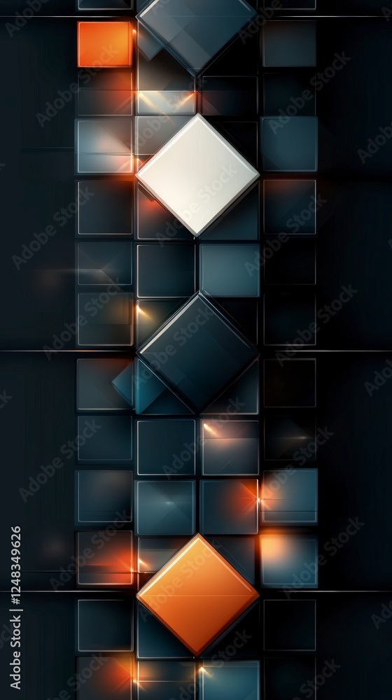 Poster abstract geometric cubes pattern in dark background