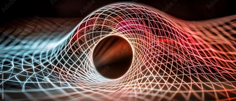 Poster abstract geometric network tunnel design with glowing lines