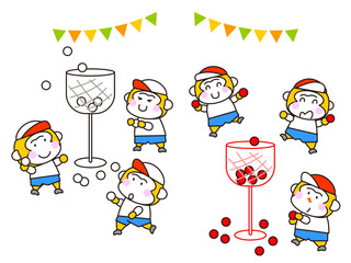 かわいいサルの運動会・玉入れ