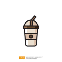 Illustration Of A Coffee Frappuccino In A Takeaway Cup With Straw And Creamy Toppings On A White Background