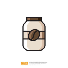Coffee Jar Icon Featuring A Simple Graphic Design Of A Transparent Container With A Coffee Bean Emblem On Its Label