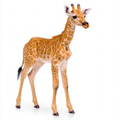 Naklejka premium Baby Giraffe Against White Background