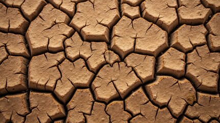 Close-up Texture of Dry Brown Cracked Earth
