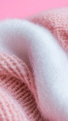 Close Up Of Pink And White Knitted Fabrics In Layered Texture