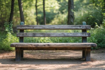 Rustic Wooden Park Bench in a Bright Natural Surrounding