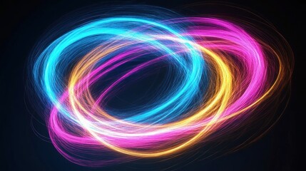Abstract swirling light trails in vibrant colors