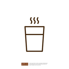 Coffee Line Icon Featuring a Stylized Hot Beverage with Steam Rising from a Takeaway Cup in Minimalist Design