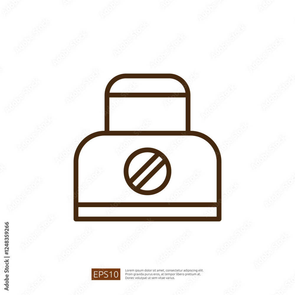Aufkleber coffee icon simplistic representation featuring a brown outline of a mug with a lid symbolizing a be