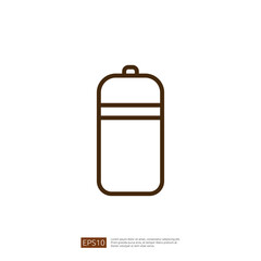 Minimalist Line Icon of a Compact Water Bottle Designed for Outdoor Activities and Hydration Solutions in Travel and Fitness