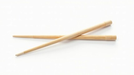 Obraz premium Rustic Wooden Chopsticks Isolated on White Background