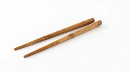 Rustic Wooden Chopsticks Isolated on White Background